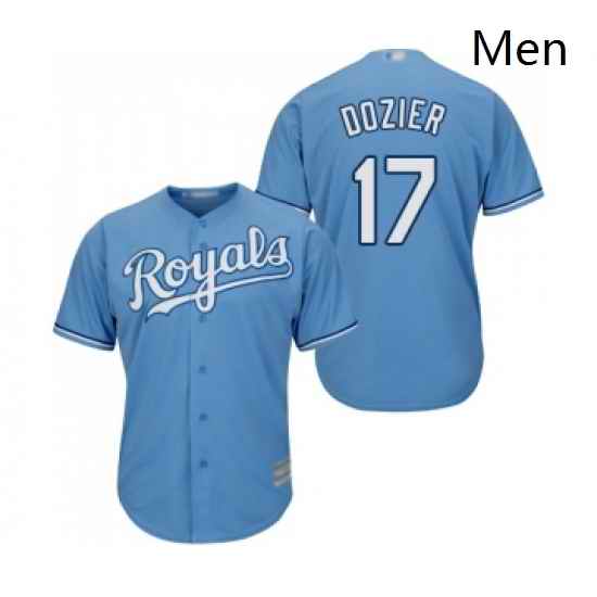 Mens Kansas City Royals 17 Hunter Dozier Replica Light Blue Alternate 1 Cool Base Baseball Jersey